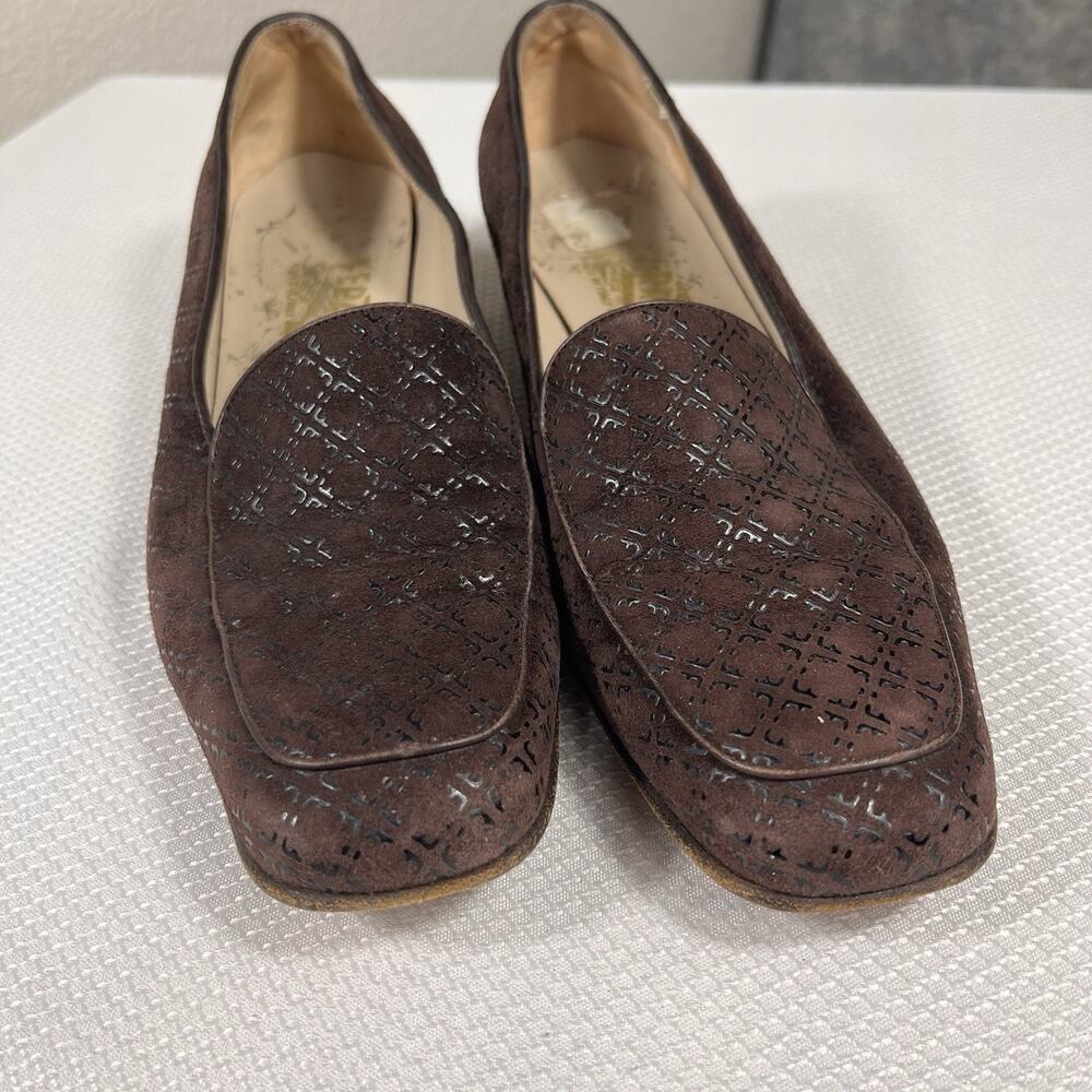 Salvatore Ferragamo Suede Square Toe Pumps Brown Women’s Size 8B